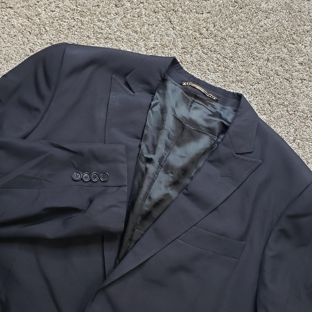 VINTAGE Dolce & Gabbana Suit Jacket Mens 42 Black Silk Slim Notch Lapel Business